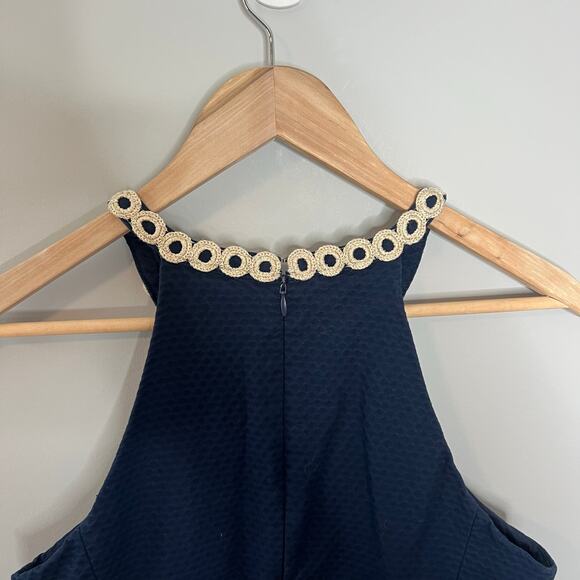 Lilly Pulitzer Sasha Shift Dress Women's Size 4 Navy Blue Metallic Gold - Picture 11 of 16